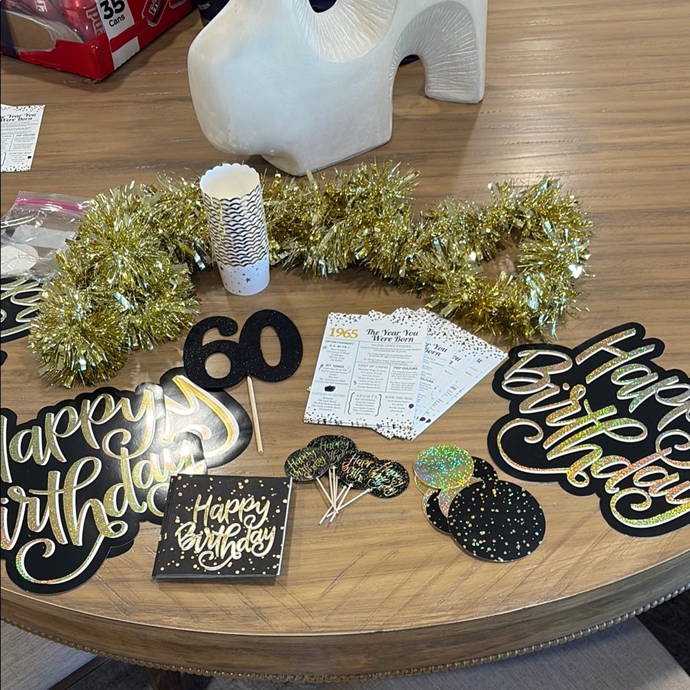 Gold and Black Birthday Party Decoration Set “60”